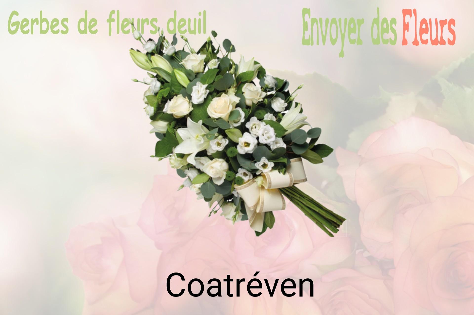 Gerbe de fleurs de deuil livrée à Coatréven